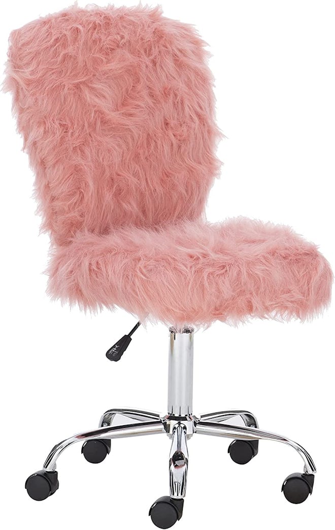 This office chair under $200 is made from shaggy faux fur for a fun look.