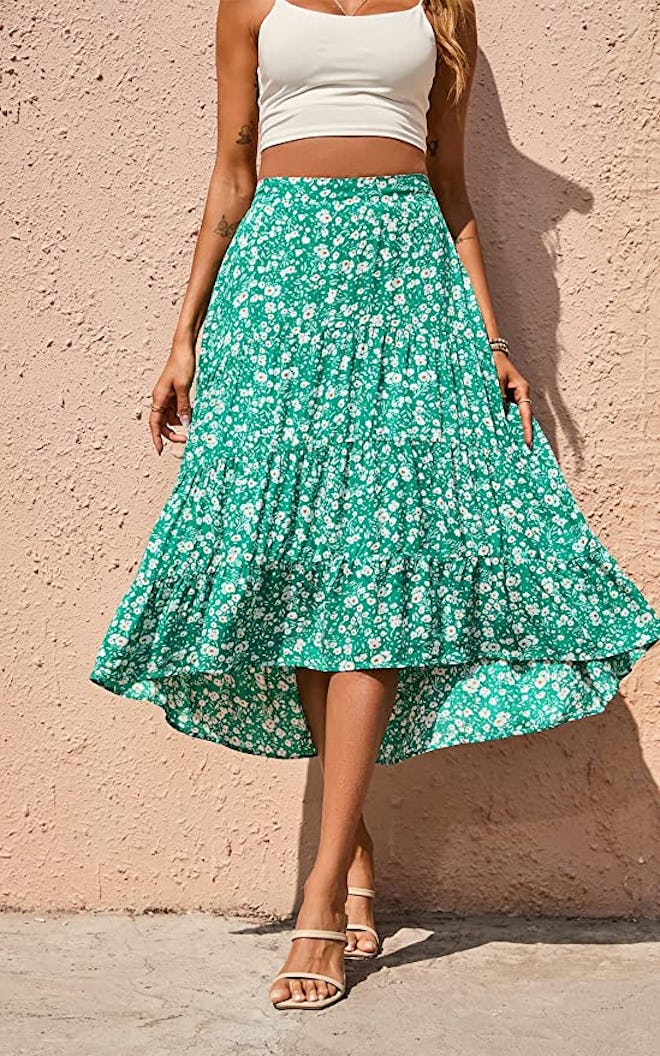 PRETTYGARDEN Midi Elastic High Waist Skirt