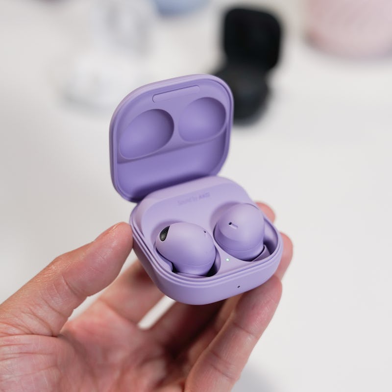 Samsung Galaxy Buds 2 Pro wireless earbuds in purple