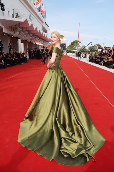 Patricia Clarkson wearing a voluminous green gown at the Venice Film Festival