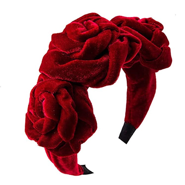 Wear padded headbands like Kate Middleton with this Velvet Wide Rose Flower Headband
