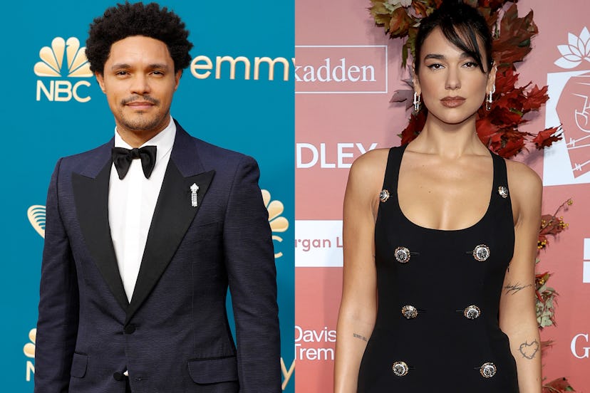 A diptych of Trevor Noah and Dua Lipa