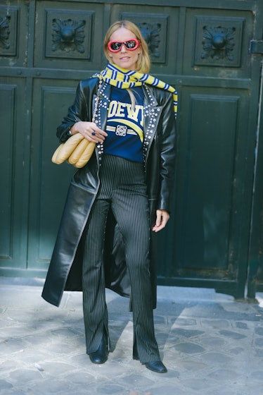 Blanca Miro poses wearing Loewe after the Loewe show at the Garde Republicaine during Paris Fashion ...