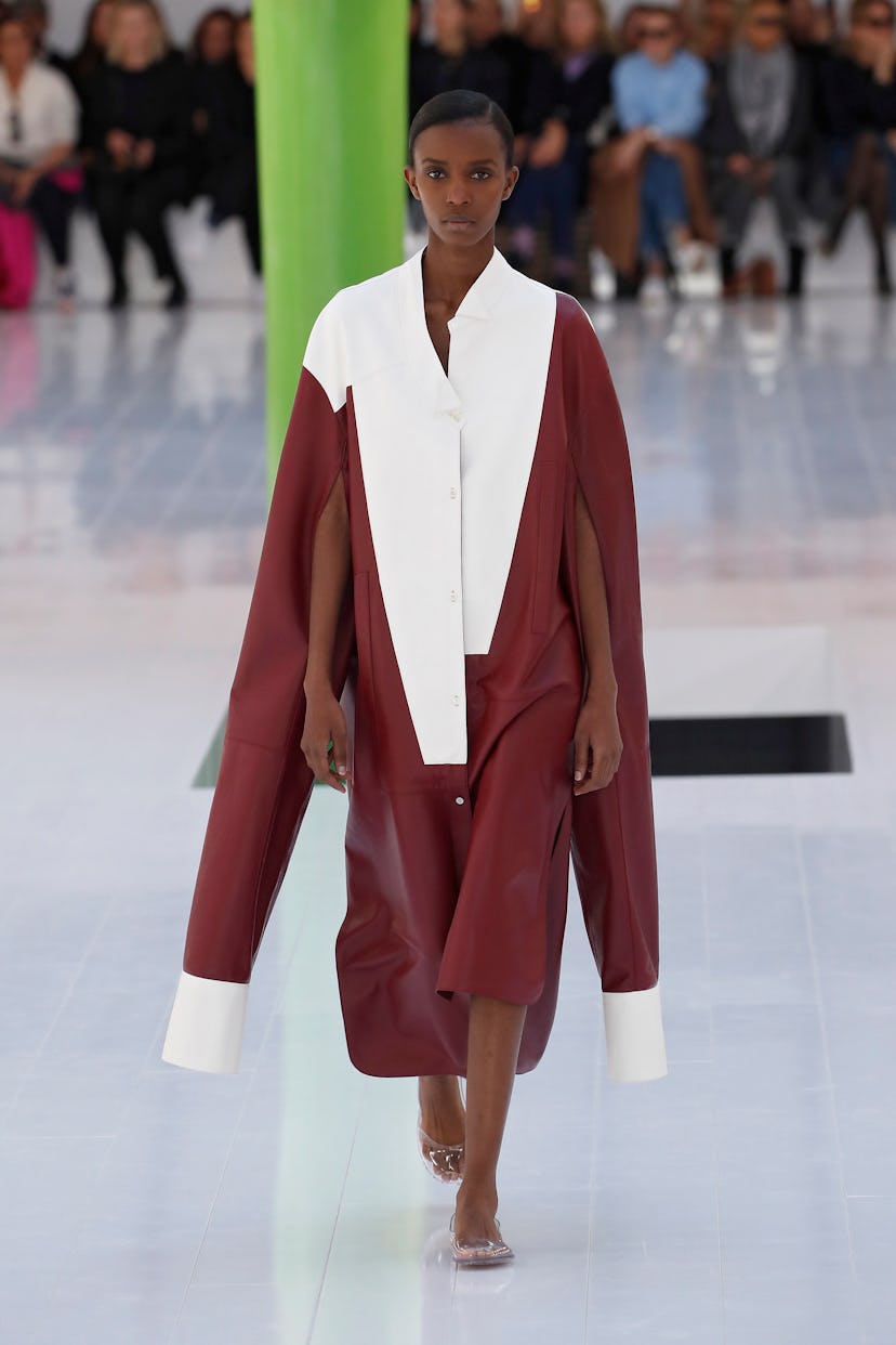 A model walking the runway at Loewe at Paris Fashion Week