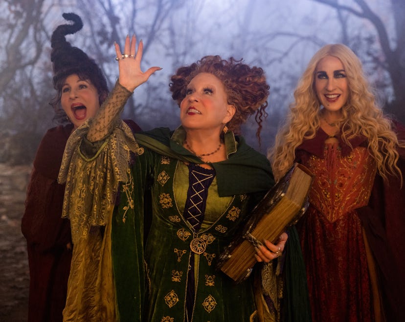 Kathy Najimy, Bette Midler, and Sarah Jessica Parker as the Sanderson Sisters.