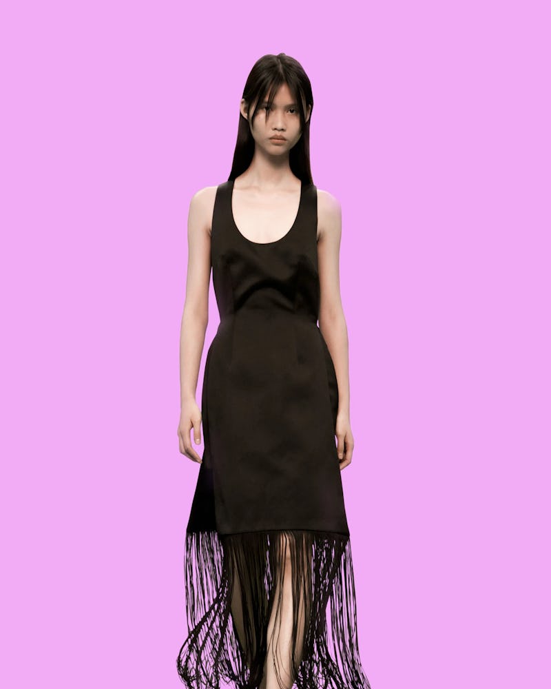 fringe dress on the runway