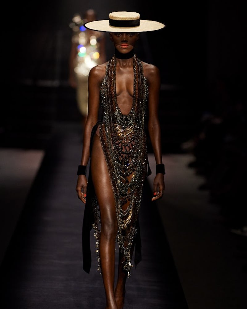 sequin dress on the runway