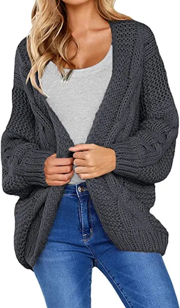 Astylish long sleeve women's cardigan in deep grey