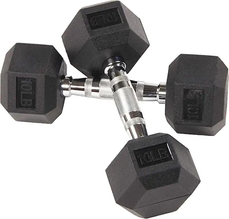 Sporzon! Rubber Encased Hex Dumbbell (1 Pair)