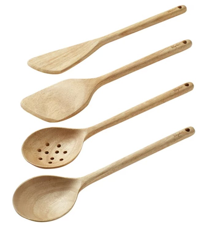 4-Piece Eco-Friendly Para Wood Cooking Tool Set