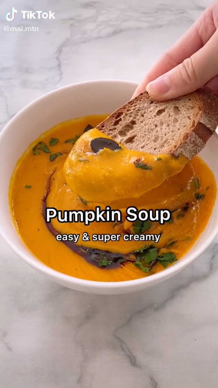 The creamy pumpkin soup TikTok fall recipe is a festive and delicious pumpkin recipe to make this ha...