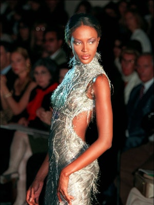 In the 90s, model Naomi Campbell appeared at the end of a Versace fashion show.