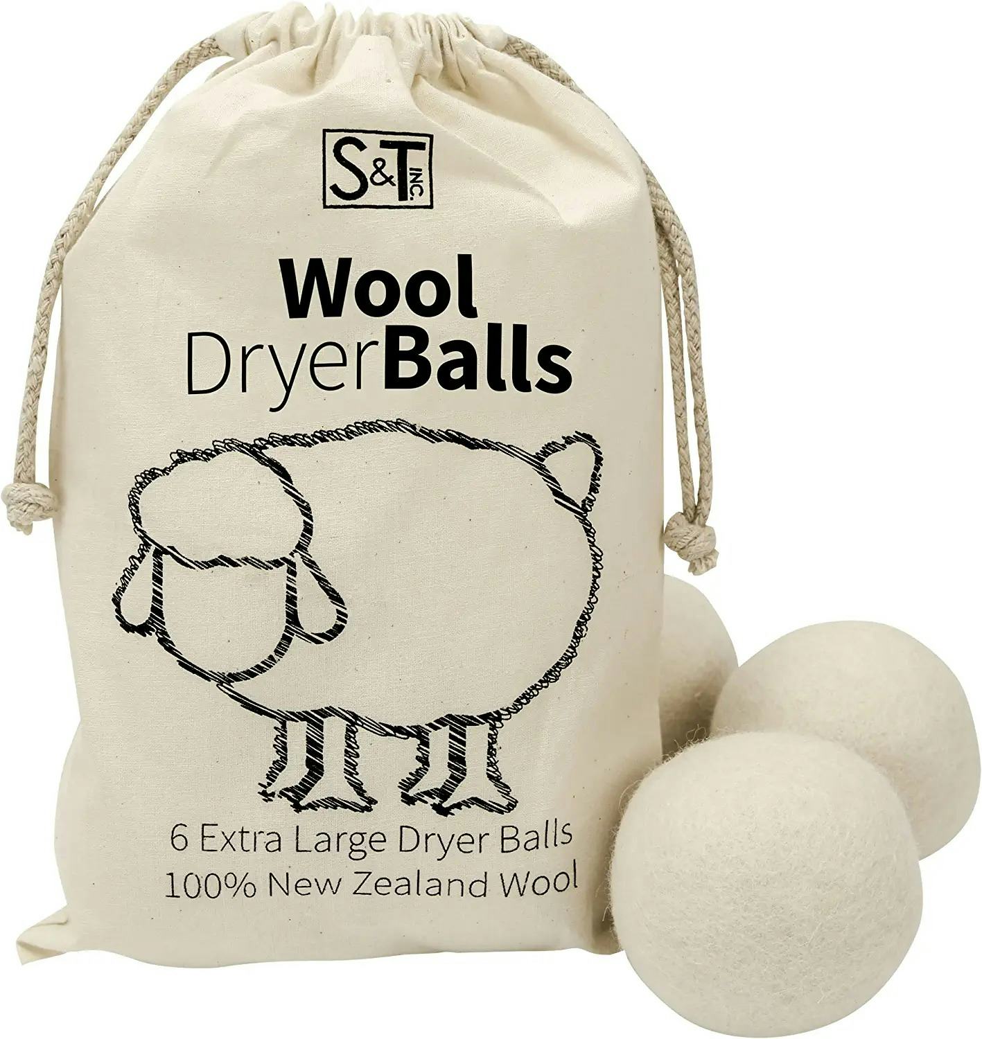 S&amp;T Inc. Wool Dryer Balls (6-Pack)
