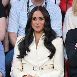 Meghan, Duchess of Sussex attends the sitting volleyball event during the Invictus Games at Zuiderpa...