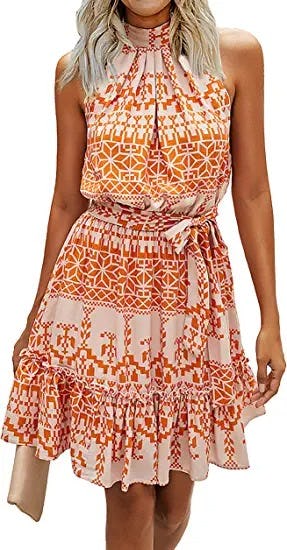 BTFBM Sleeveless Halter-Neck Dress