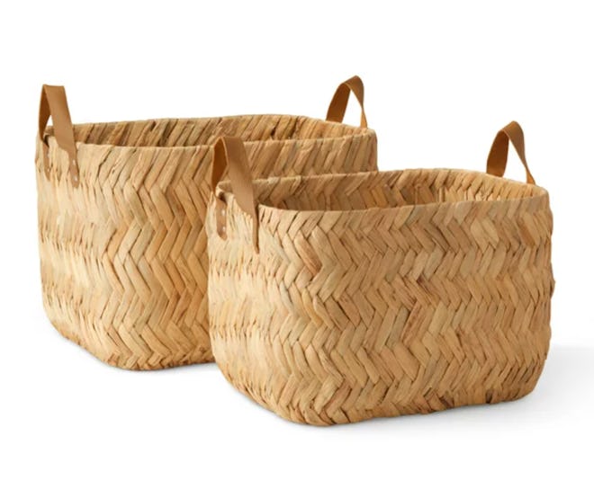 Leather Storage Baskets, Set of 2