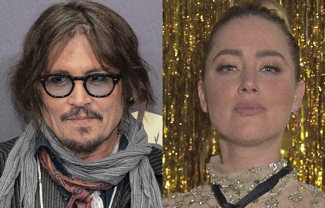 Johnny Depp next to Amber Heard