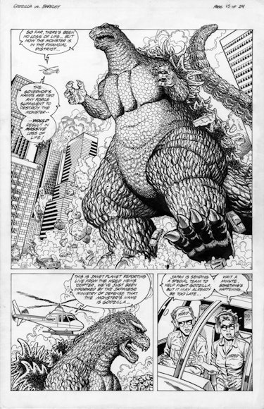 A page from Dark Horse’s Godzilla vs Barkley one-shot comic, artwork by Jeff Butler. 
