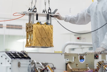 A view of the MOXIE module that produced oxygen on Mars.