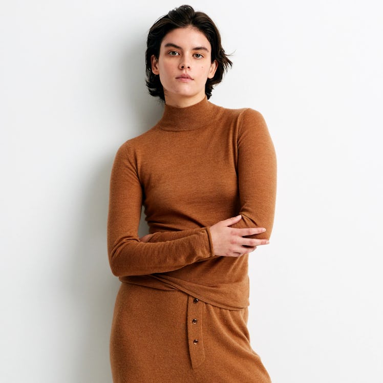 Guest In Residence brown cashmere turtleneck sweater