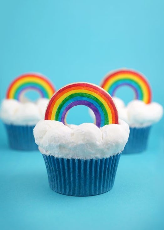 Rainbow bright cupcakes for rainbow baby shower.