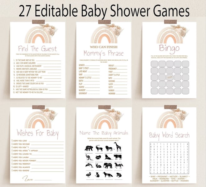 Boho Rainbow Baby Shower Games