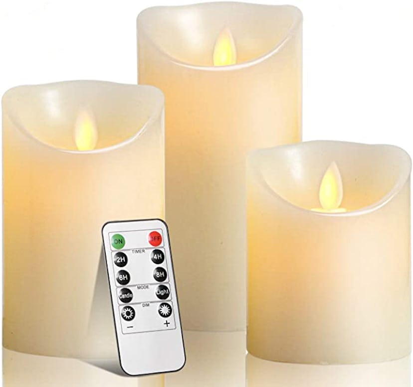 These flameless pillar candles are perfect Halloween decorations on a budget.
