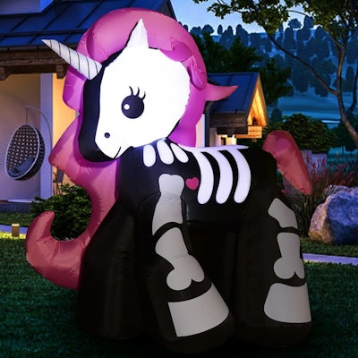 Costway 5.5-foot Halloween Inflatable Skeleton Unicorn Blow Up Yard Decoration is one of the best Ha...