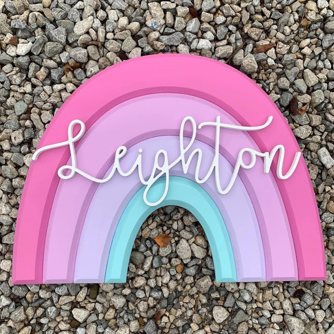 rainbow baby shower decorations wooden sign