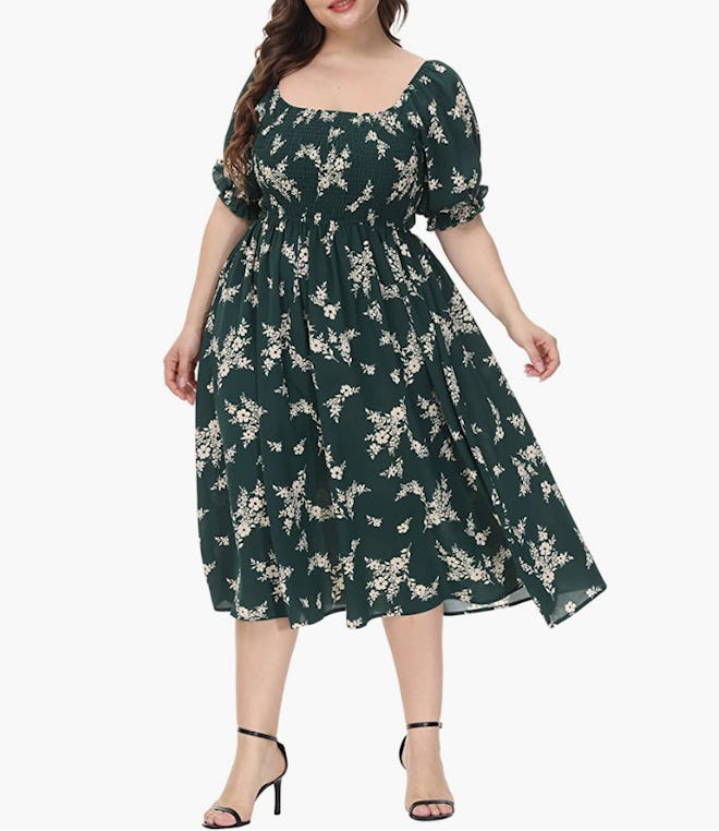 ALLEGRACE Square Neck Flowy Dress 