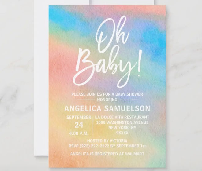 rainbow baby shower invitation