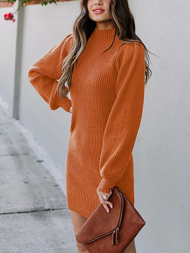 ANRABESS Knit Turtleneck Sweater Dress