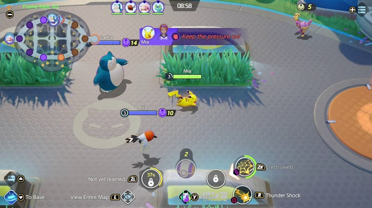 Screenshot of a Pokémon Unite match.