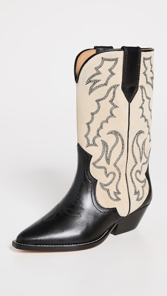 Isabel Marant black and white cowboy boots