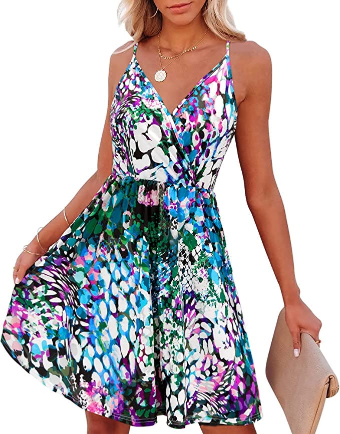 VOTEPRETTY V-Neck Spaghetti Strap Dress