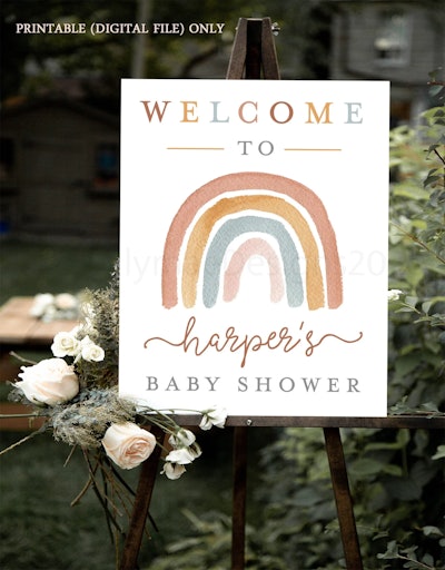 rainbow baby shower welcome sign