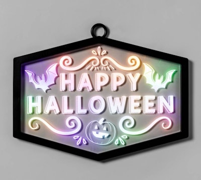 This Hyde & EEK! Boutique LED Happy Halloween Acrylic Lighted Sign is one of the best Halloween deco...