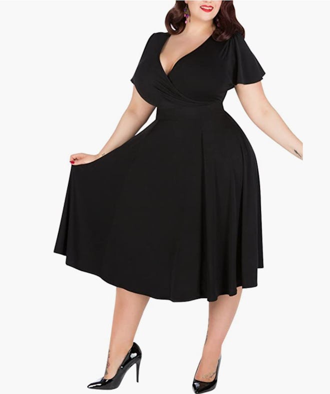 Nemidor® V-Neckline Midi Plus Size Dress