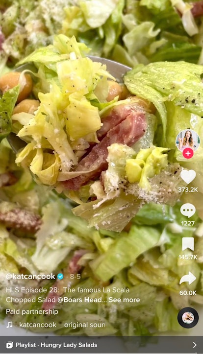 A TikToker shows how to make the Kardashian salad on TikTok.