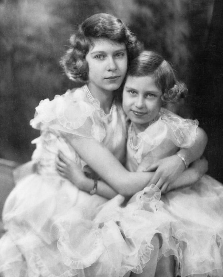 A young Queen Elizabeth II and Princess Margaret