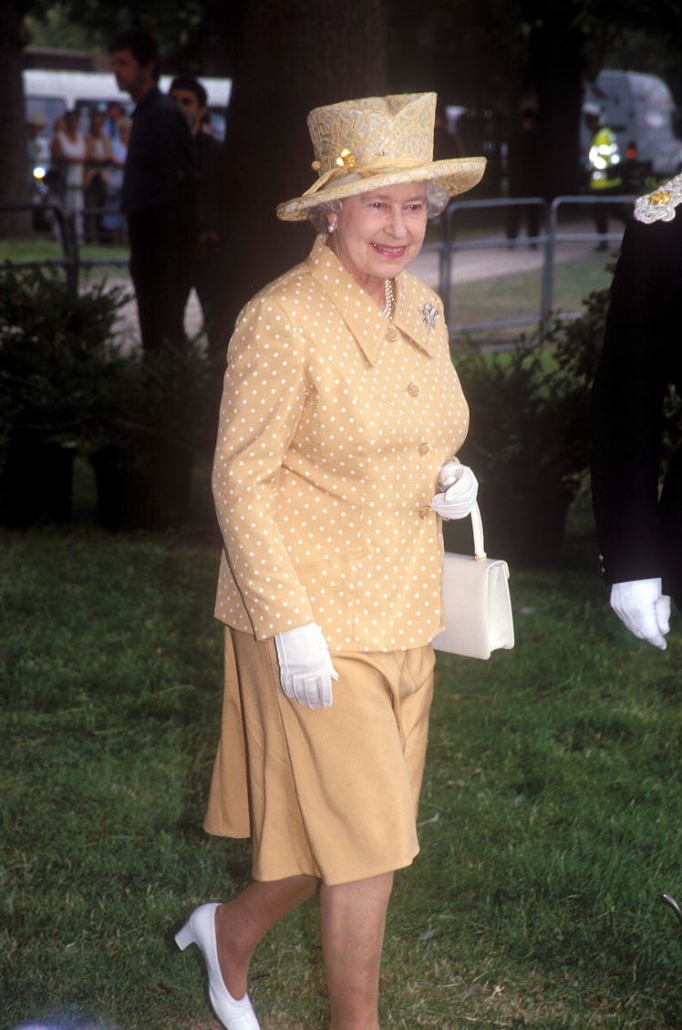 Princess Elizabeth wearing a yellow polka dot ensemble