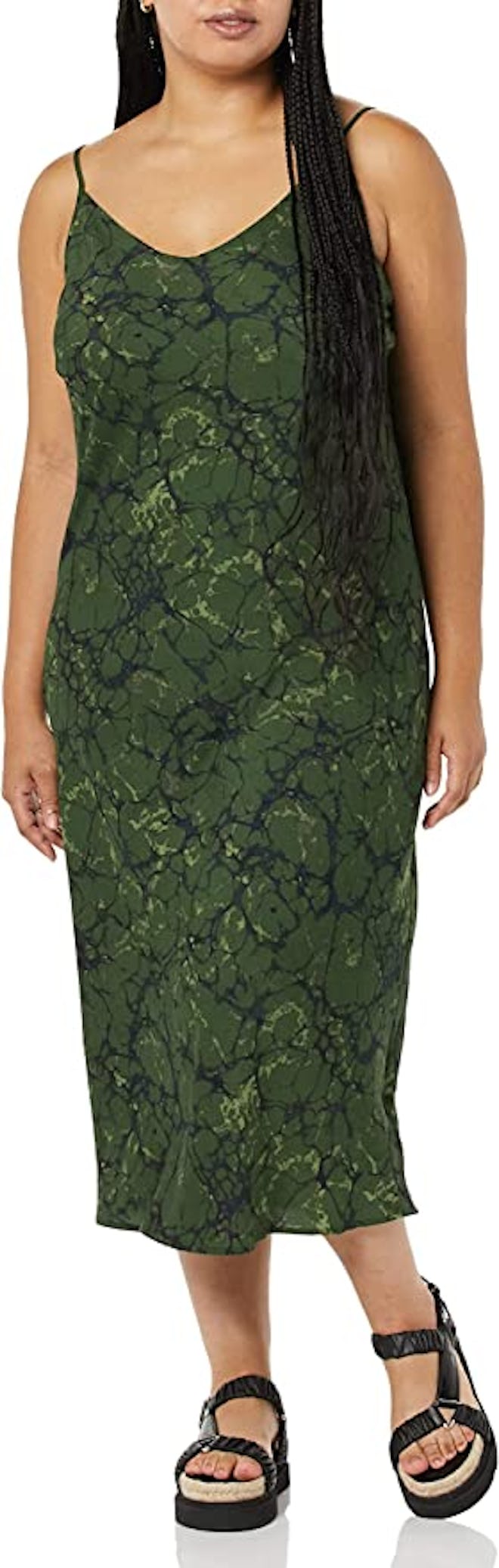 Daily Ritual Georgette Fluid Drape Sleeveless Midi Slip Dress