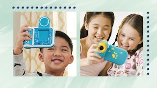 Kids taking selfies with cameras for kids