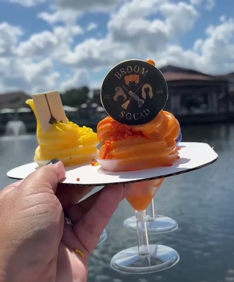 Disney's 'Hocus Pocus' Dole Whip flight features pumpkin, pineapple, and cheesecake soft serve. 