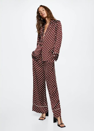 Mango Polka-Dot Satin Pants