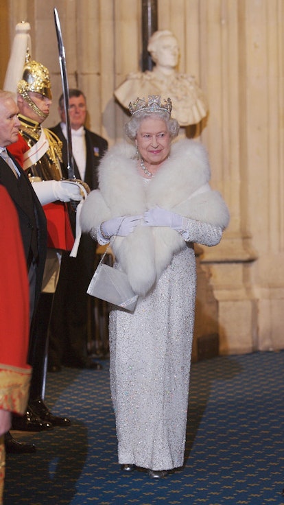 Queen Elizabeth ll arrives at the House of Lords for the State Opening of Parliament on November 15,...