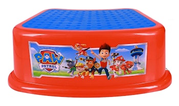 Red and blue Paw Patrol themed step stool