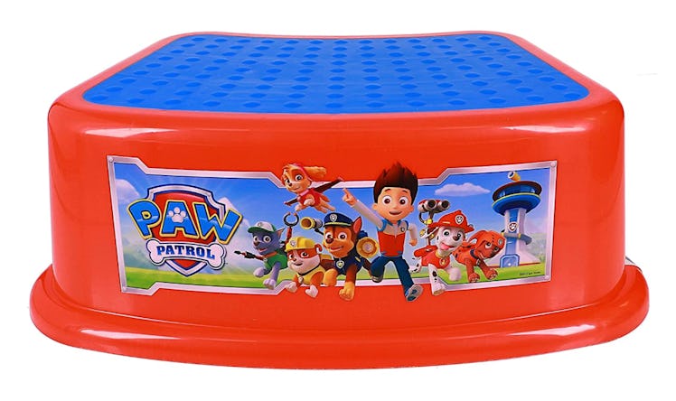 Red and blue Paw Patrol themed step stool