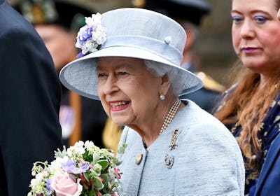 Queen Elizabeth II during the traditional Ceremony of the Keys at Holyroodhouse on June 27, 2022 in ...