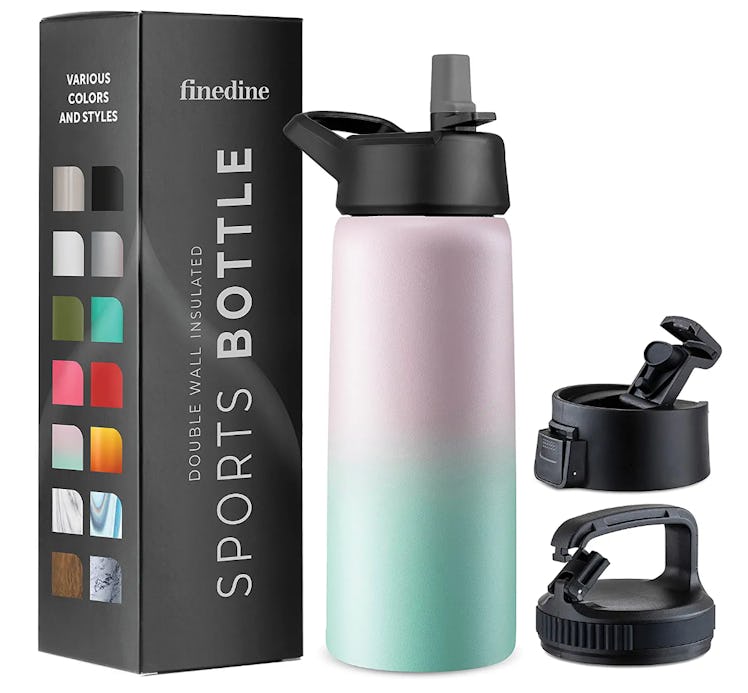 FineDine Triple-Insulated Stainless Steel Water Bottle with Straw Lid